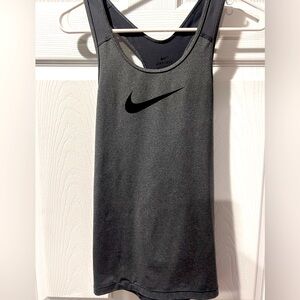 Nike Dri-FIT Racerback Tank Top Gray Black Logo Athletic Small